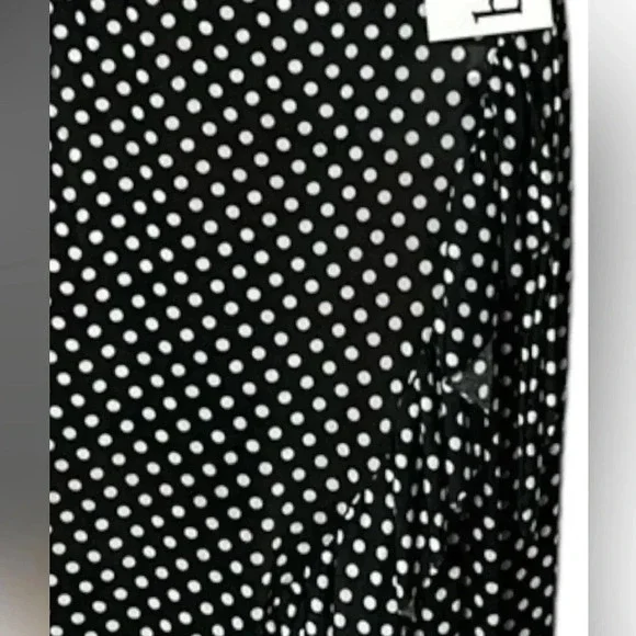 Vtg Faux wrap ,flare,ruffle skirt,NWT, polka dots,B&W,festival,gypsy,cottagecore - Picture 4 of 15